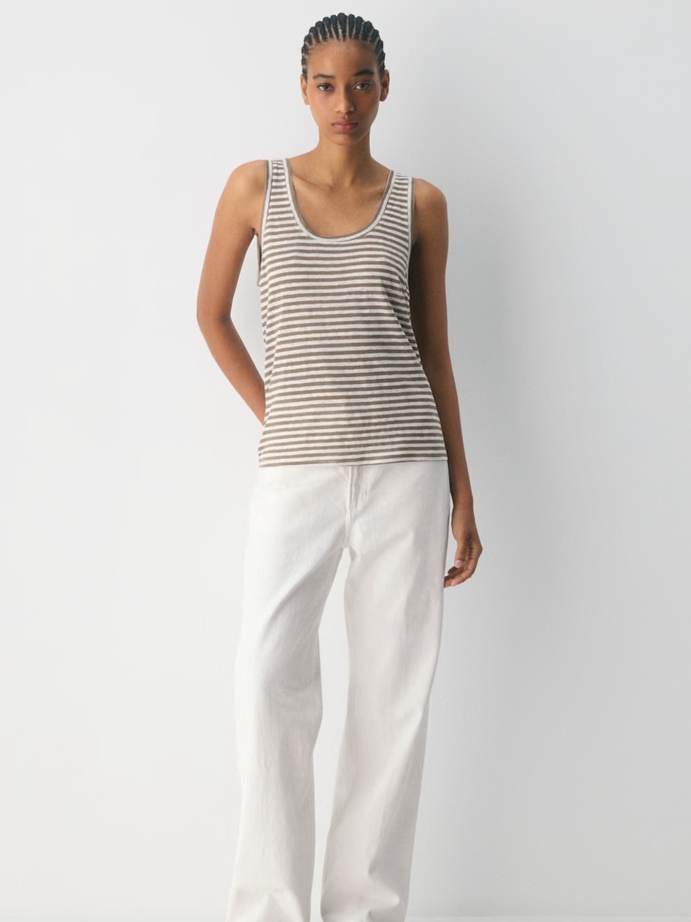 Aritzia Loom Linen Marseille Tank Striped